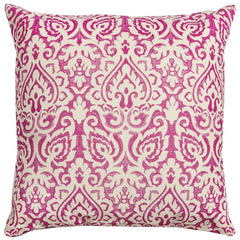 Pink White Distressed Damask Throw Pillow