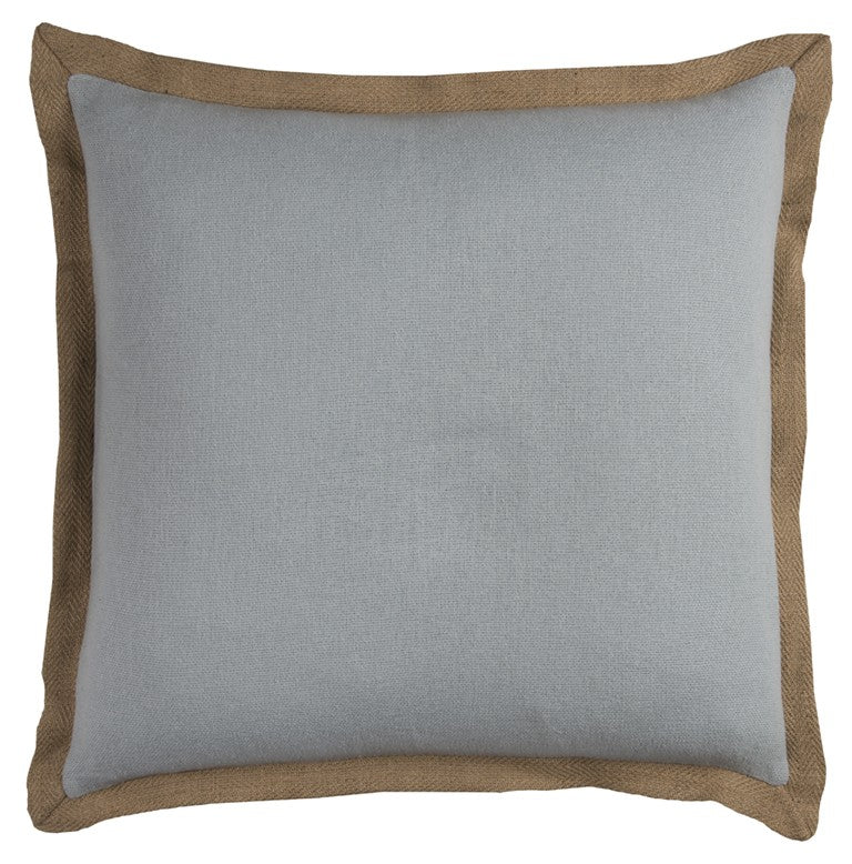 Light Blue and Natural Jute Throw Pillow