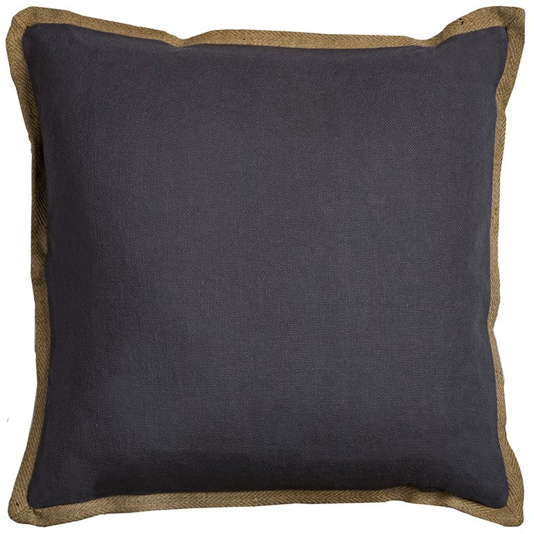 Charcoal Beige and Natural Jute Throw Pillow