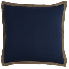 Dark Navy and Natural Jute Throw Pillow