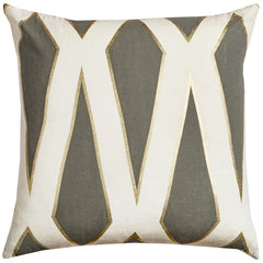 Gray Ivory Gold Geo Linework Throw Pillow