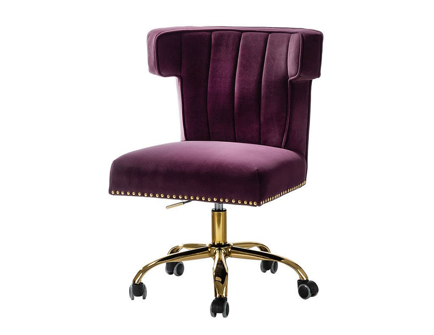 Contempo Eggplant Velvet Nailhead Office Chair