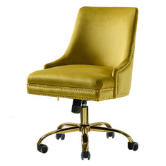 Handsome Mustard Nailhead Rolling Office Chair