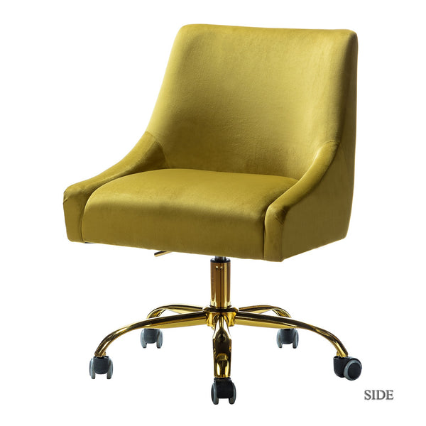 Classic Golden Velvet Tapered Arm Rolling Office Chair