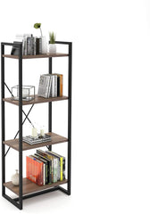 Mod Walnut and Black Four Tier Open Bookcase