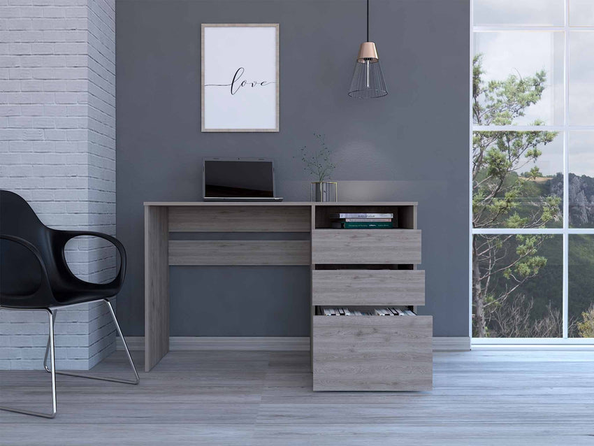 Echo Light Gray Computer Desk with Three Drawers