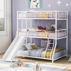 White Twin Over Twin over Full Size Triple Bunk Bed