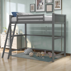 Gray Twin Size High Loft Bed