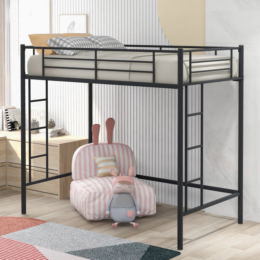 Black Twin Size High Loft Bed