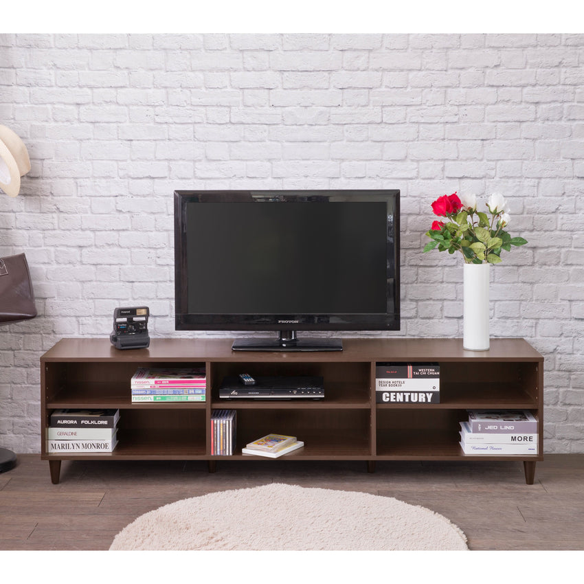 Classic Dark Brown Finish Open TV Stand