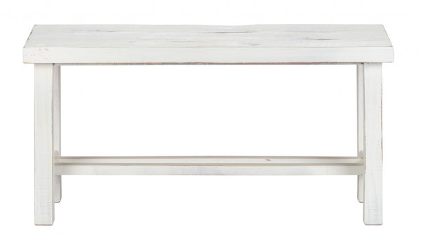 36" Rustic White Distressed Bench