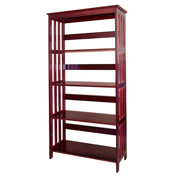 Dark Cherry Mission Style Four Shelf Tower Bookcase