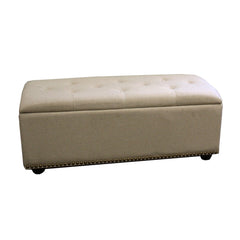 Beige Nailhead Storage Bench Ottoman Four Piece Set