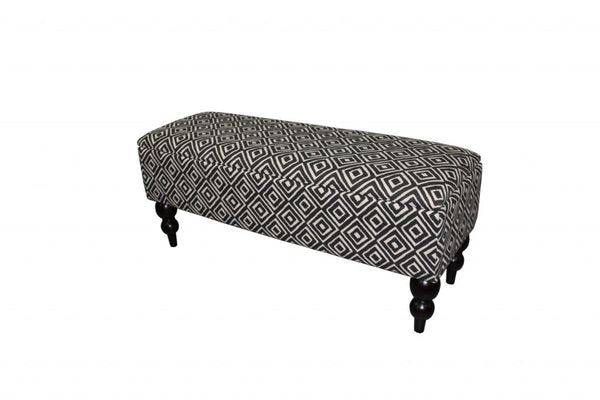 Modern Tailored Charcoal and White Geometric Storage Bench