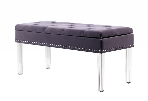 Contemporary Chic Purple Gray and Clear Acrylic Storage Bench