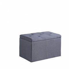 Dark Gray Linen Blend Tufted Shoe Storage Bench