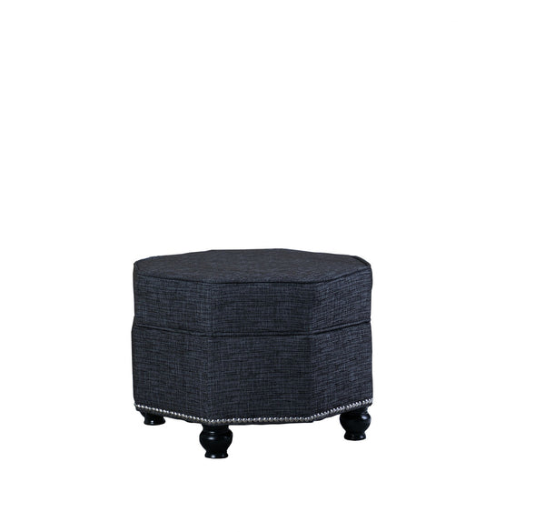 Smokey Blue Gray Hexagonal Storage Ottoman