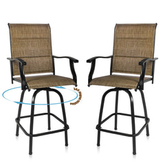 Set of 2 Brown Swivel Indoor Outdoor Bar Stools