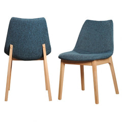 Set of Two Blue Fabric Dining Chairs