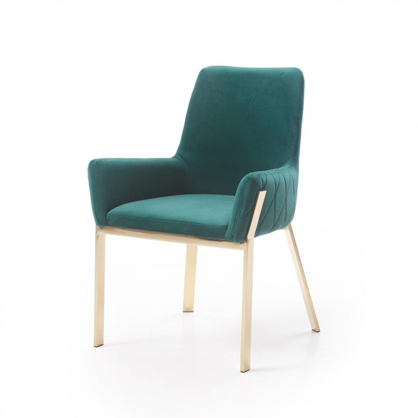 Green Velvet Gold Dining Chair