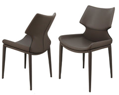 Set of Two Gray Faux Leather Wrapped Dining Chairs