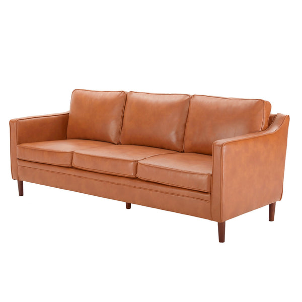 Brown Faux Leather Modern Modular Sofa