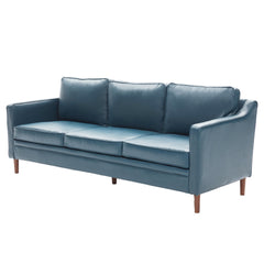 Blue Faux Leather Modern Modular Sofa