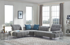 Modern Gray Fabric Moveable Back and Adjustable Sectional Sofa