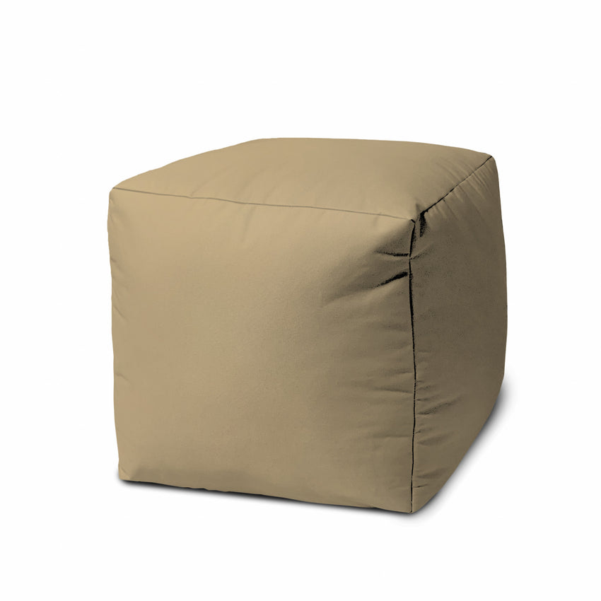 17  Cool Khaki Tan Solid Color Indoor Outdoor Pouf Ottoman