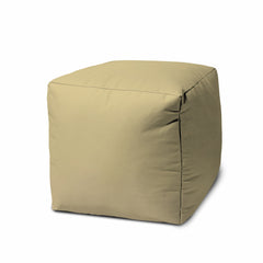 17  Cool Creamy Yellow Beige Solid Color Indoor Outdoor Pouf Ottoman