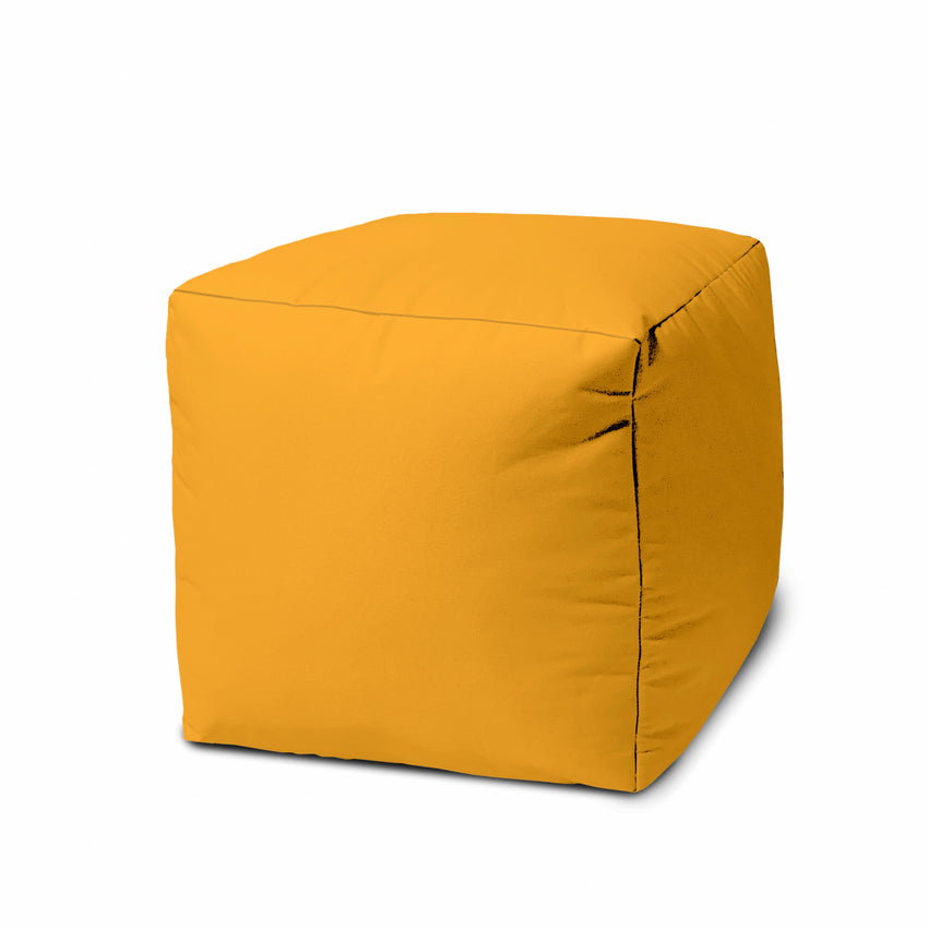 17  Cool Golden Yellow Solid Color Indoor Outdoor Pouf Ottoman