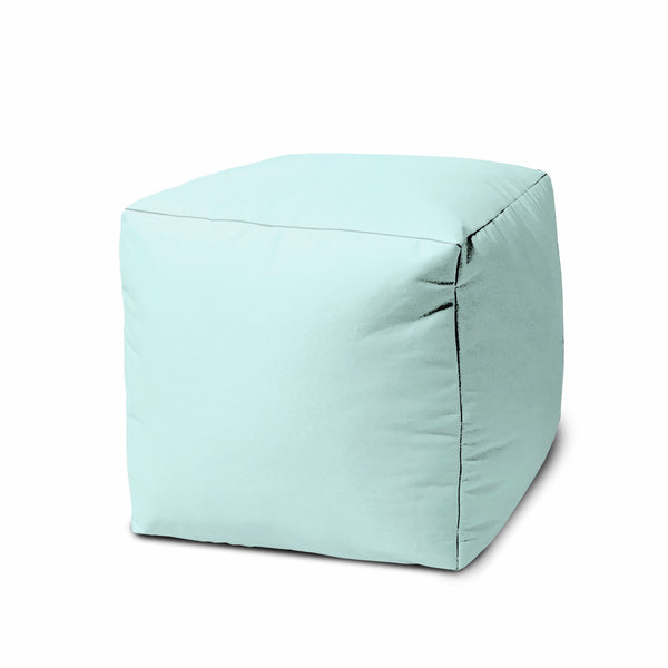 17  Cool Pale Aqua Solid Color Indoor Outdoor Pouf Ottoman