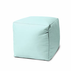 17  Cool Pale Aqua Solid Color Indoor Outdoor Pouf Ottoman