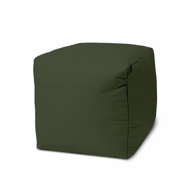 17  Cool Dark Khaki Green Solid Color Indoor Outdoor Pouf Ottoman