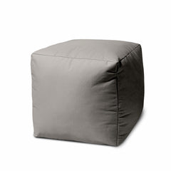 17  Cool Steely Silver Gray Solid Color Indoor Outdoor Pouf Ottoman