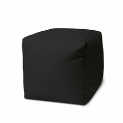 17  Cool Jet Black Solid Color Indoor Outdoor Pouf Ottoman