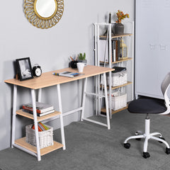 Modern Geo Beech Home Office Table With Storage Shelves